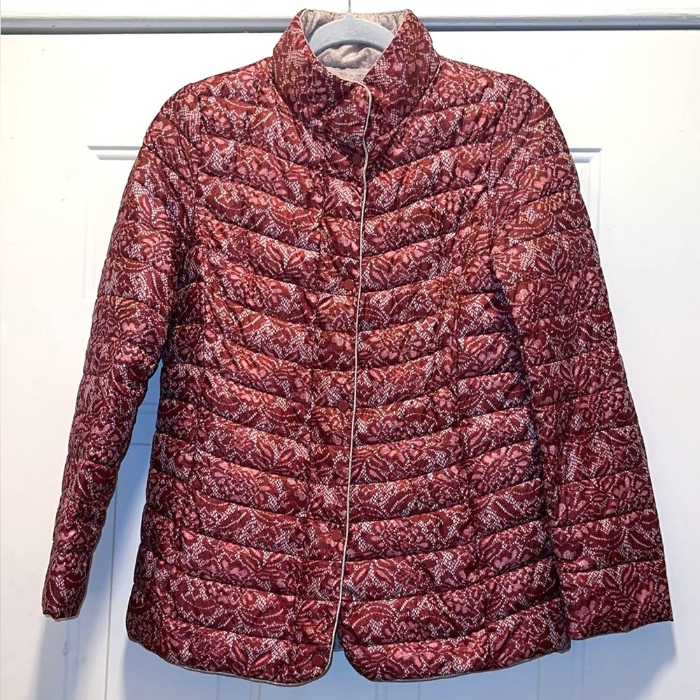 Gorgeous Olivia Lauren Women’s Quilted Red Patterned Puffer Jacket